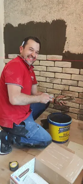 Decorative brick-slip wall installation