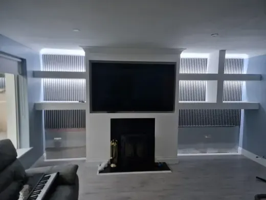 Built-in media wall and shelving
